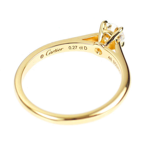 カルティエ K18YG ダイヤモンド リング 0.27ct E VVS2 3EX ソリテール 48号