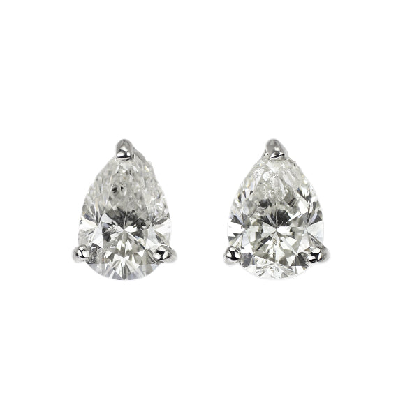 新品 Pt900 ペアシェイプカット ダイヤモンド ピアス 2.070ct H/I I1