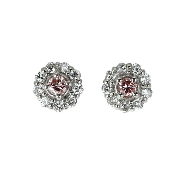 新品 Pt900/ Pt950 天然ピンク ダイヤモンド ピアス 0.073ct FOP SI2 D0.14ct 希少