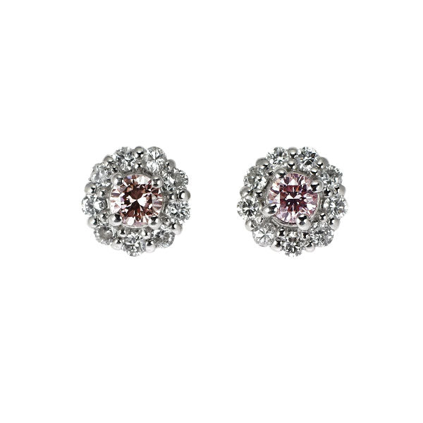 新品 希少 Pt900/ Pt950 天然ピンク ダイヤモンド ピアス 0.100ct FLP/FLOP VS1 D0.14ct