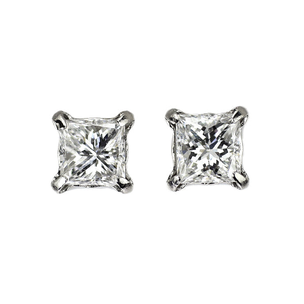 新品 Pt900 LDHプリンセスカット ダイヤモンド ピアス 0.410ct D/F SI1-2