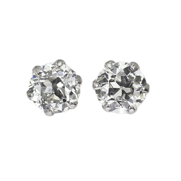新品 Pt900 オールドヨーロピアンカット ダイヤモンド ピアス 0.485ct H/I SI2