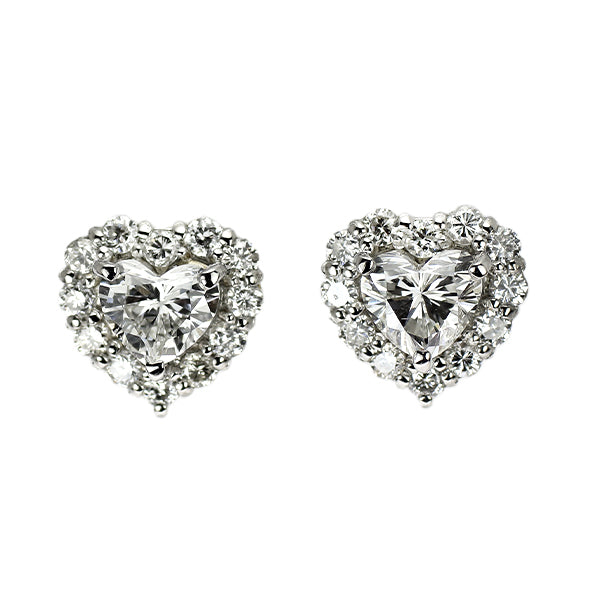 新品 Pt900/ Pt950 ハートシェイプ ダイヤモンド ピアス 0.476ct G SI1 D0.26ct