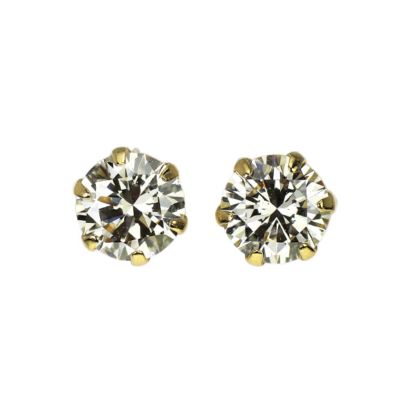 新品 K18YG ダイヤモンド ピアス 0.639ct M（Faint Brown）VS1-2 VG
