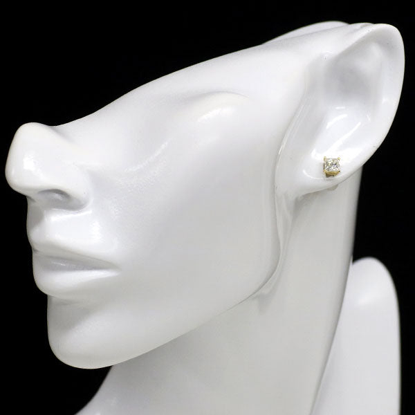 新品 K18YG プリンセスカット ダイヤモンド ピアス 0.959ct F/G SI1
