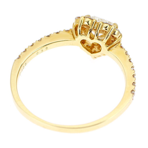新品 K18YG ハートシェイプ ダイヤモンド リング 0.425ct J SI1 D0.32ct