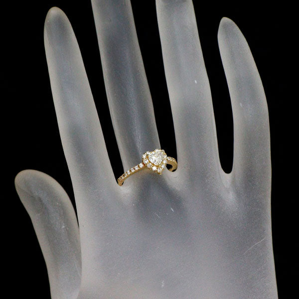 新品 K18YG ハートシェイプ ダイヤモンド リング 0.425ct J SI1 D0.32ct
