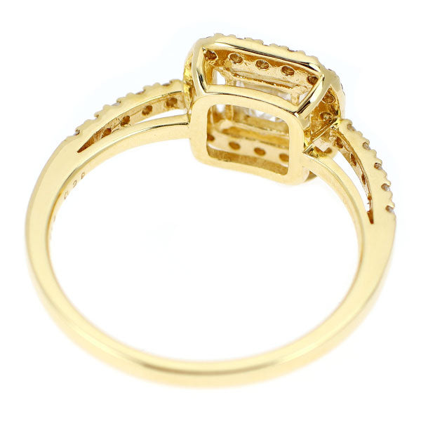 新品 K18YG カレカット ダイヤモンド リング 0.519ct H SI1 D0.29ct