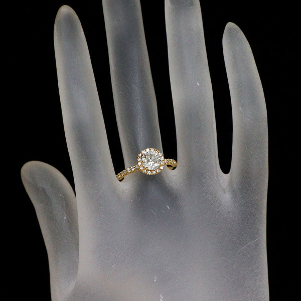 新品 K18YG ダイヤモンド リング 1.132ct J I1 G D0.34ct