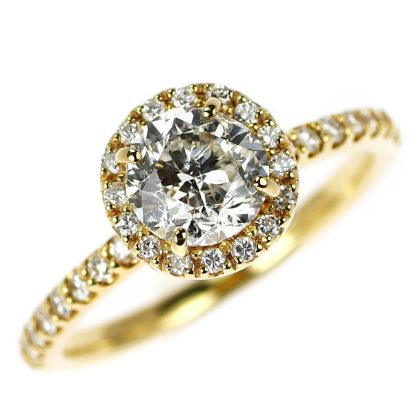 新品 K18YG ダイヤモンド リング 1.132ct J I1 G D0.34ct