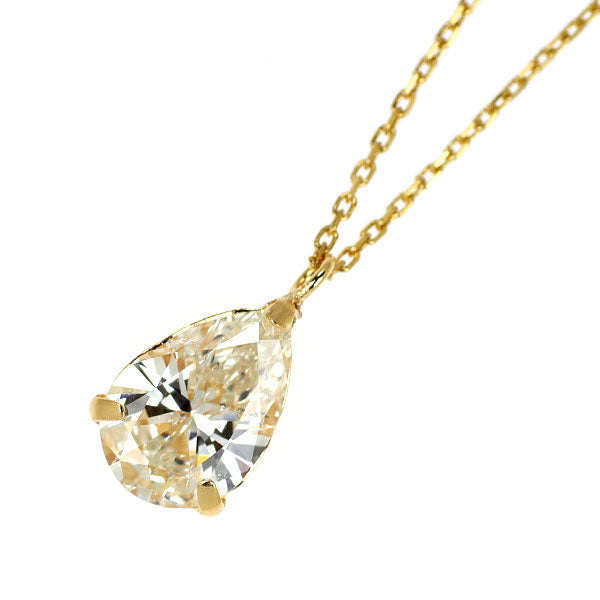 新品 K18YG ペアシェイプ ダイヤモンド ペンダントネックレス 0.573ct J I1