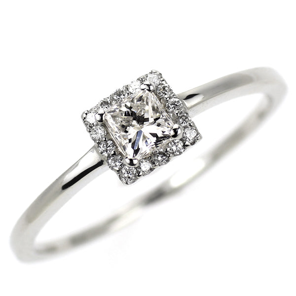 新品 Pt950 プリンセスカット ダイヤモンド リング 0.240ct D VS1 D0.07ct