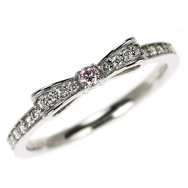 新品 希少 Pt950 天然ピンク ダイヤモンド リング 0.045ct FLP SI2 D0.15ct リボン