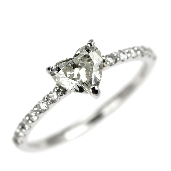 新品 Pt950 ハートシェイプ ダイヤモンド リング 0.640ct H SI2 D0.16ct