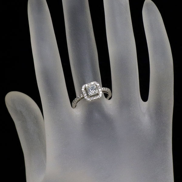 新品 Pt900 プリンセスカット ダイヤモンド リング 0.649ct H VS2 D0.29ct