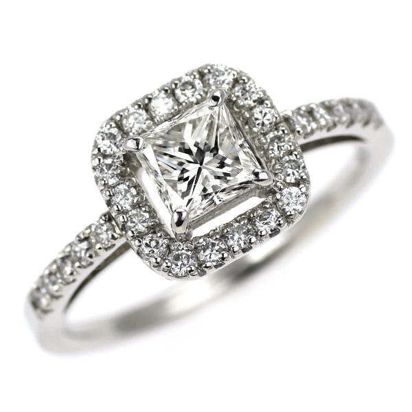 新品 Pt900 プリンセスカット ダイヤモンド リング 0.649ct H VS2 D0.29ct