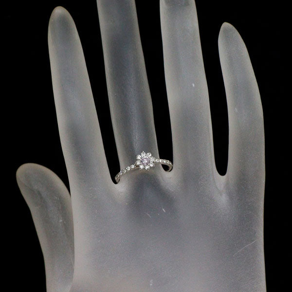 新品 希少 Pt900 天然ピンク ダイヤモンド リング 0.105ct FLPP I1 D0.23ct フラワー