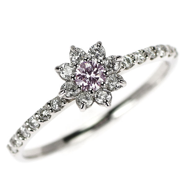 新品 希少 Pt900 天然ピンク ダイヤモンド リング 0.105ct FLPP I1 D0.23ct フラワー