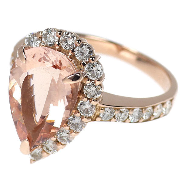 K18PG モルガナイト ダイヤモンド リング 3.15ct D0.92ct