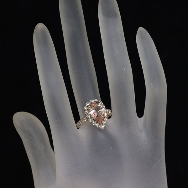 K18PG モルガナイト ダイヤモンド リング 3.15ct D0.92ct