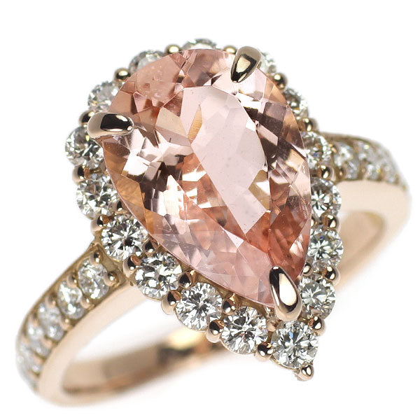 K18PG モルガナイト ダイヤモンド リング 3.15ct D0.92ct