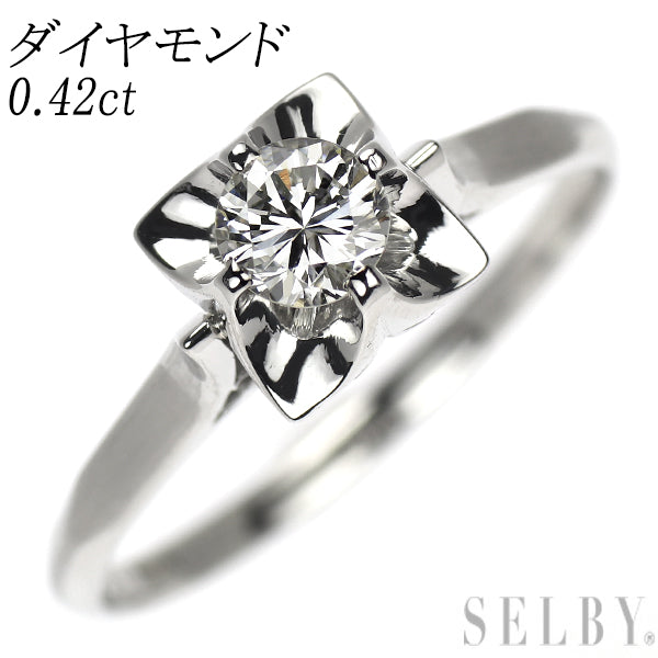Pt900 ダイヤモンド リング 0.42ct 陽刻ビンテージ 昭和風レトロ