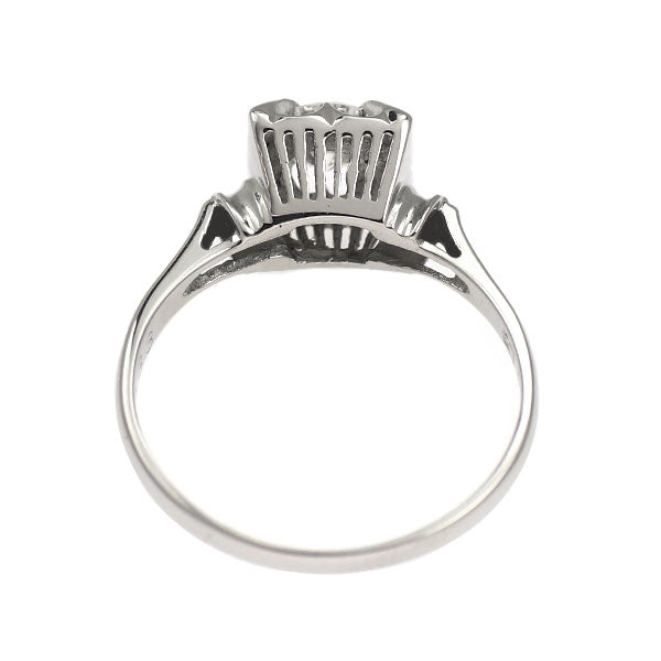 Pt850 ダイヤモンド リング 0.33ct 千本透かし 陽刻ヴィンテージ製品