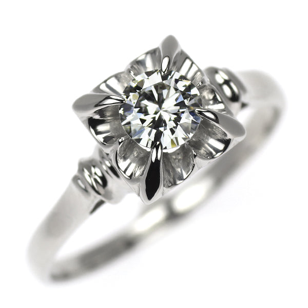 Pt850 ダイヤモンド リング 0.33ct 千本透かし 陽刻ヴィンテージ製品