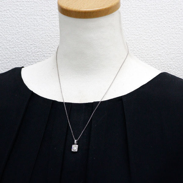 Pt900/ Pt850 エメラルドカット ダイヤモンド ペンダントネックレス 0.432ct D0.60ct