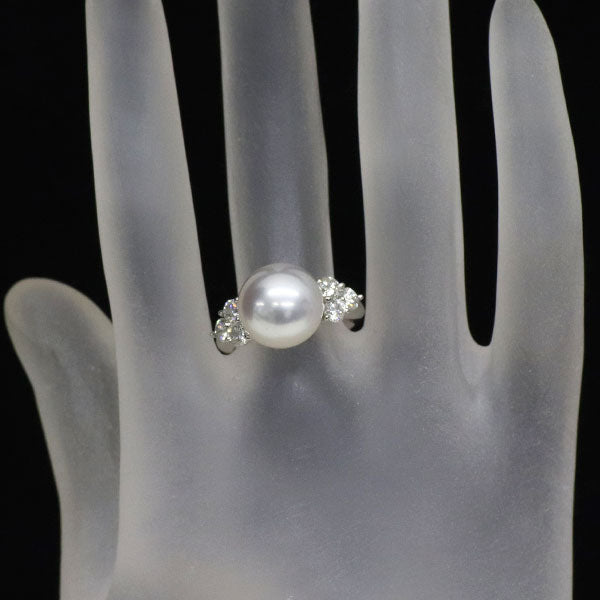 Pt900 白蝶真珠 ダイヤモンド リング 径約 11.4mm D0.77ct