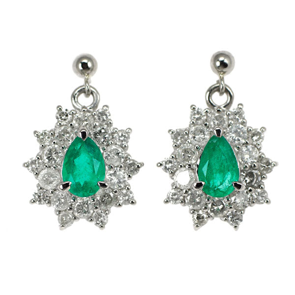 Pt900 エメラルド ダイヤモンド ピアス 0.65ct D1.06ct