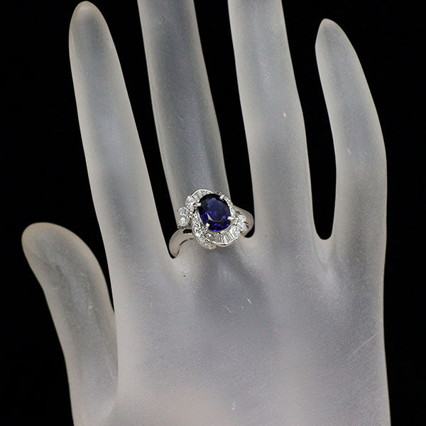 Pt900 サファイア ダイヤモンド リング 2.08ct D0.50ct