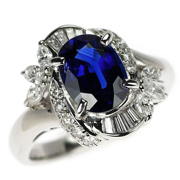 Pt900 サファイア ダイヤモンド リング 2.08ct D0.50ct