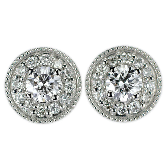 新品 Pt950/Pt900 最高級ダイヤモンド ピアス 0.45ct D IF 3EX D0.20ct 鍛造ミルグレイン アンティークレース【エスコレ】