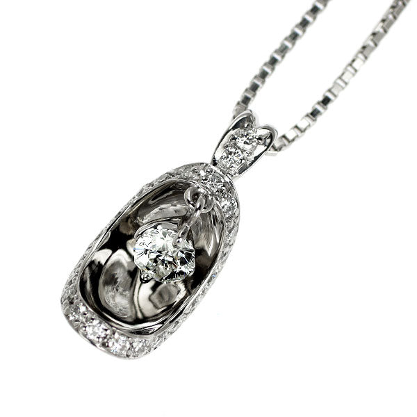 Pt900/ Pt850 さくらカット ダイヤモンド ペンダントネックレス 0.154ct D0.13ct