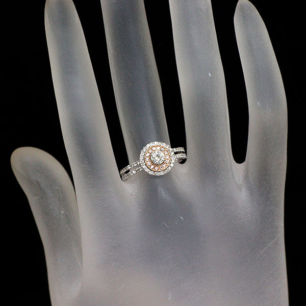 K18WG/PG 天然ピンク/カラーレス ダイヤモンド リング 0.65ct
