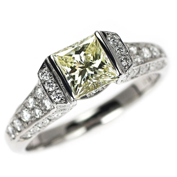 平和堂貿易 Pt950 プリンセスカット ダイヤモンド リング 1.019ct LY VS1 D0.77ct 凱旋門 《セルビー銀座店》【中古】