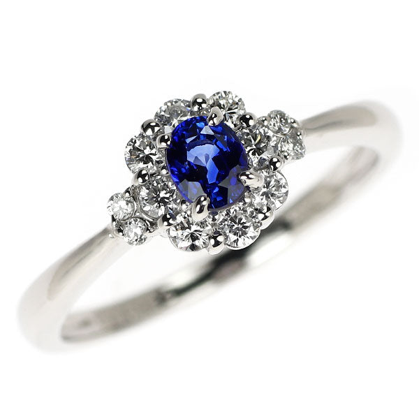 Pt900 サファイア ダイヤモンド リング 0.38ct D0.28ct