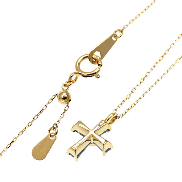 K18YG トリートブルーダイヤモンド ペンダントネックレス 0.23ct クロス