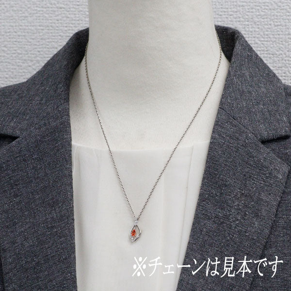 Pt900 パパラチアサファイア ダイヤモンド ペンダントトップ 0.292ct D0.05ct