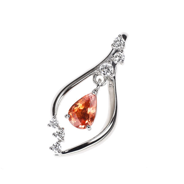 Pt900 パパラチアサファイア ダイヤモンド ペンダントトップ 0.292ct D0.05ct