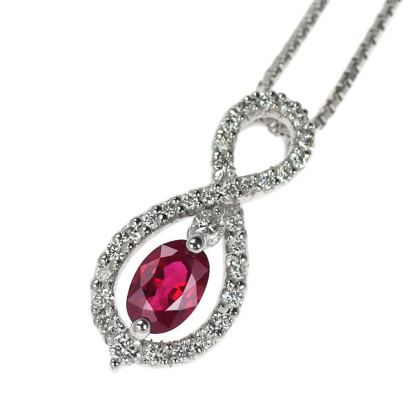 Pt900/ Pt850 ビルマ産 ルビー ダイヤモンド ペンダントネックレス 0.61ct D0.30ct