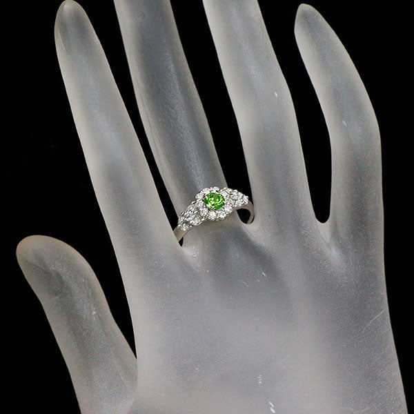 希少 Pt900 デマントイドガーネット ダイヤモンド リング 0.44ct D0.61ct