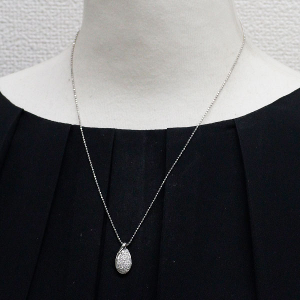 Pt900/ Pt850 Diamond Pendant Necklace 0.50ct Pave