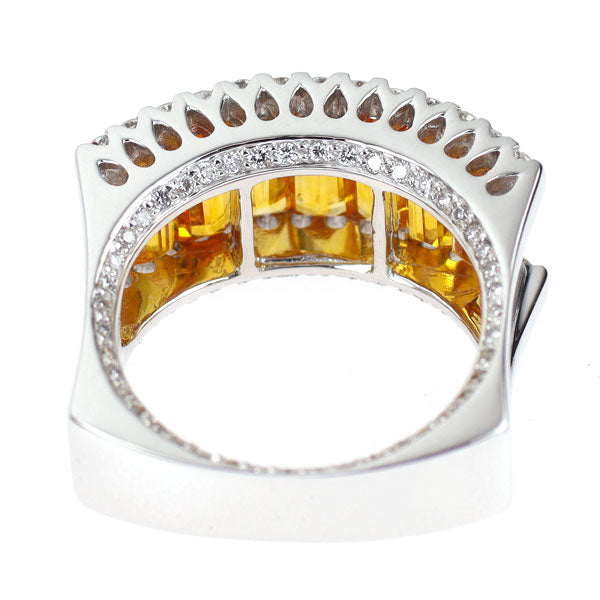 K18WG イエローサファイア ダイヤモンド リング 4.38ct D0.96ct