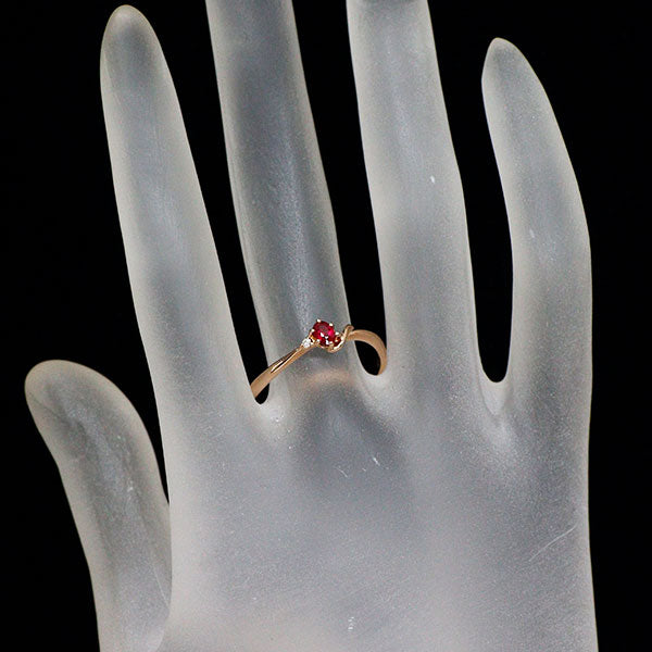 K18PG ピジョンブラッド ルビー ダイヤモンド リング 0.21ct D0.01ct