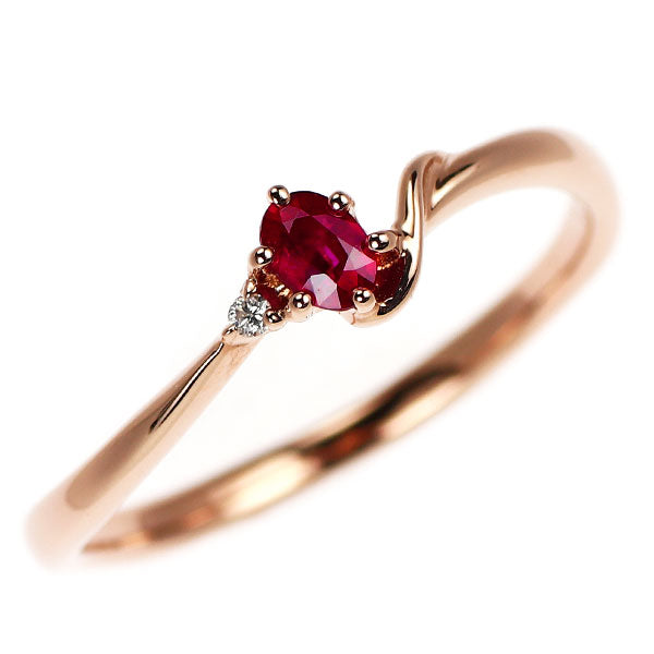 K18PG ピジョンブラッド ルビー ダイヤモンド リング 0.21ct D0.01ct