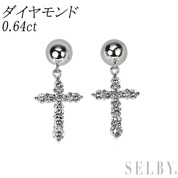 Pt1000/ Pt900 ダイヤモンド ピアス 0.64ct クロス