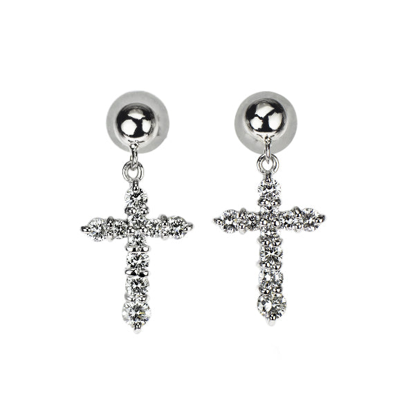 Pt1000/ Pt900 ダイヤモンド ピアス 0.64ct クロス