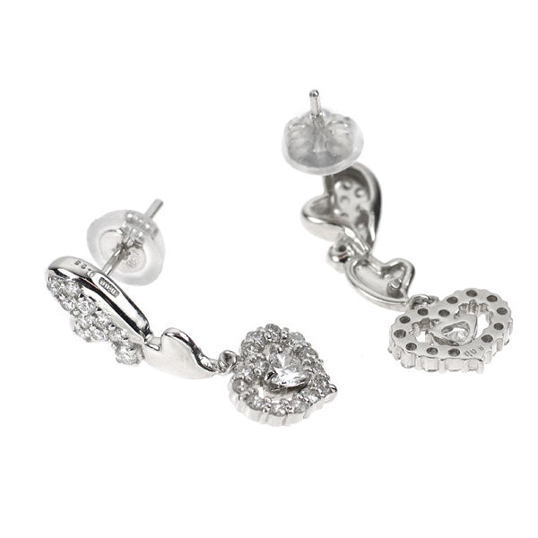 K18WG ハートシェイプ ダイヤモンド ピアス 0.16ct D0.46ct